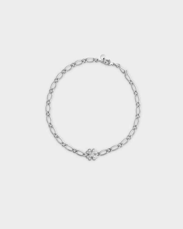 Small pavè four-leaf clover cheval chain bracelet - SHAPES