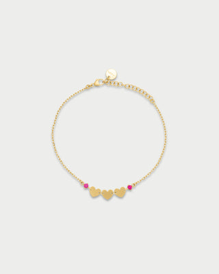 Pulsera con tres corazones y punto de luz