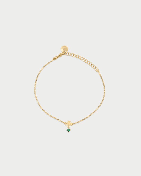 Pulsera mini trébol de cuatro hojas y punto de luz