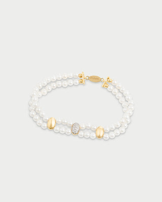 Triple ellipse pearl elastic bracelet