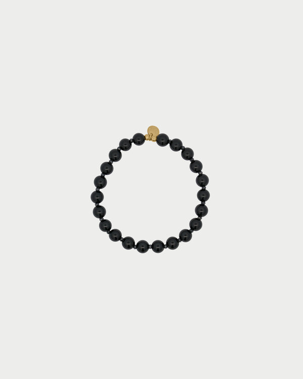 Bracciale base agata nera e zirconi milky