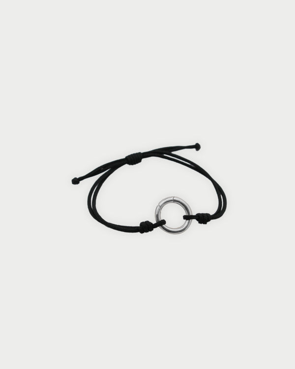 Soft cord bracelet Circle base Rhodium