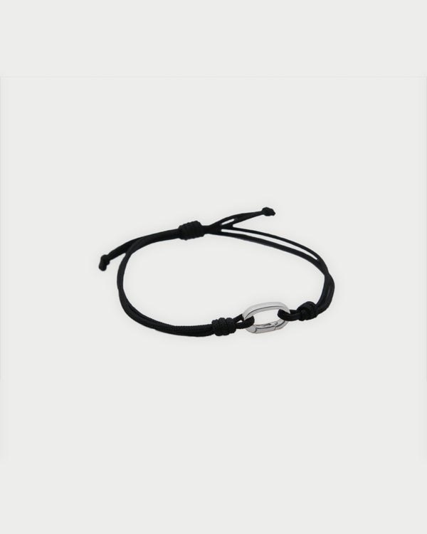Soft cord bracelet Oval base rhodium