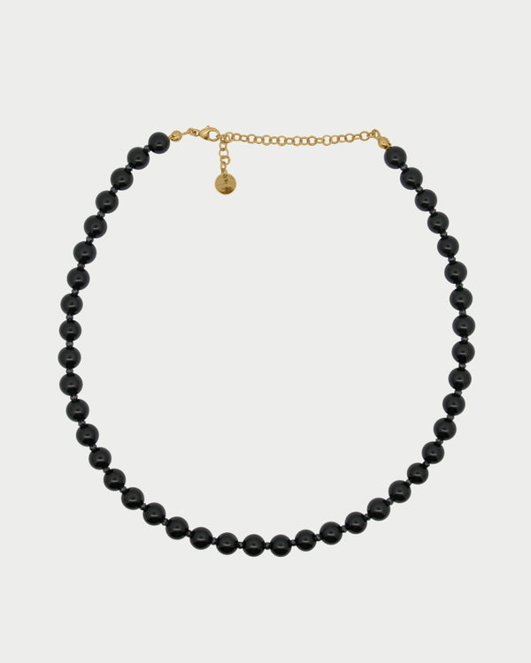 Girocollo base agata nera e zirconi milky