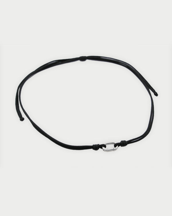 Soft cord choker oval base rhodium