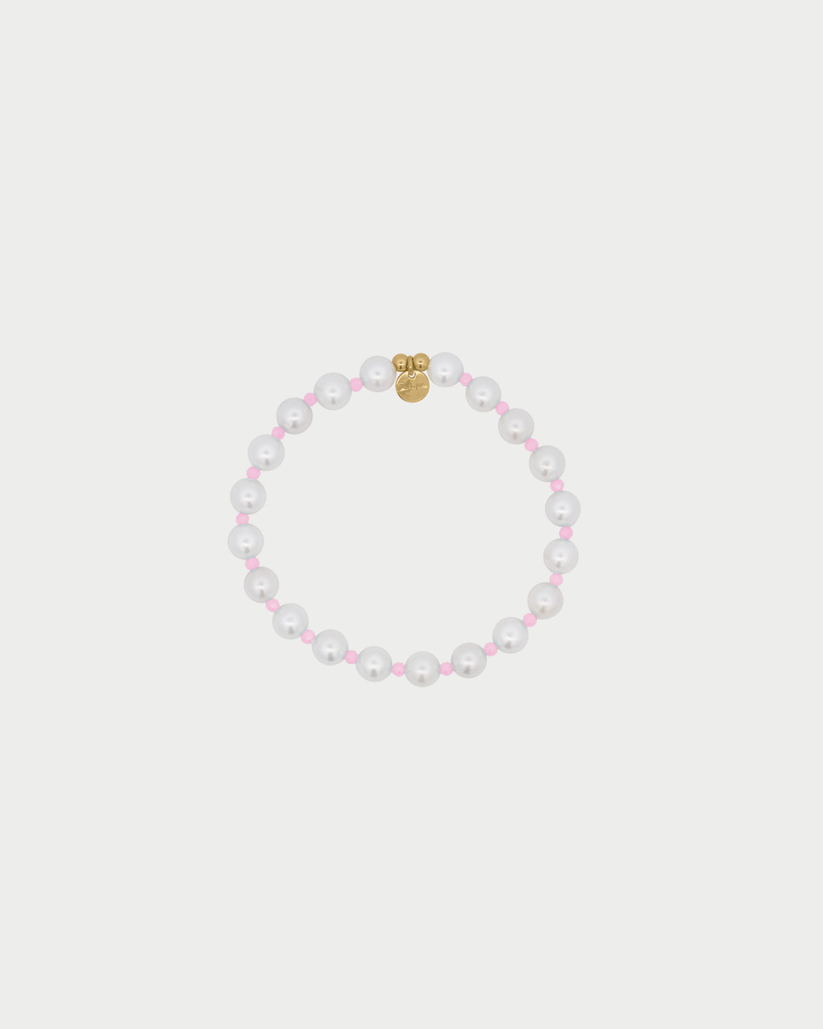 Pulsera de perla rosa lechosa y circonitas