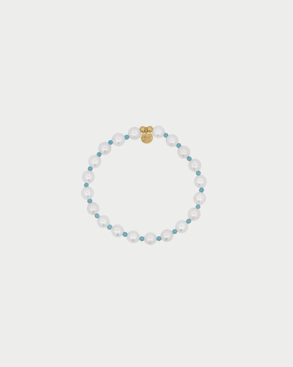 Pearl and milky turquoise zirconia bracelet