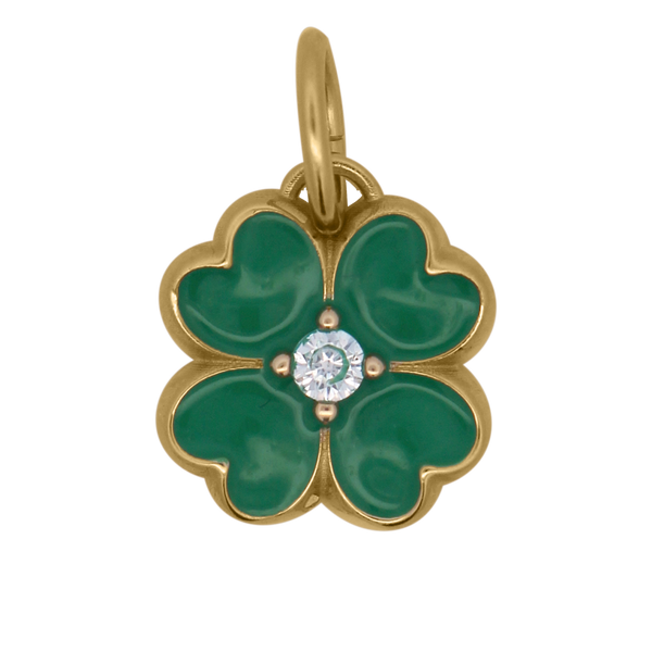 Green Enamel Clover Charm