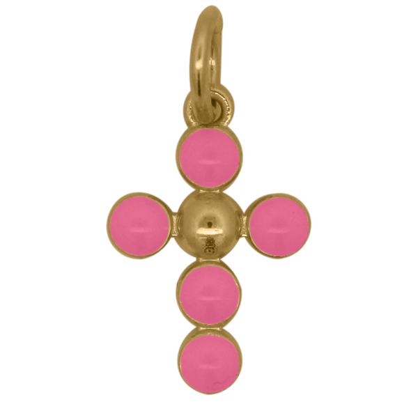 Charm Cuentas Cruz Esmalte Rosa