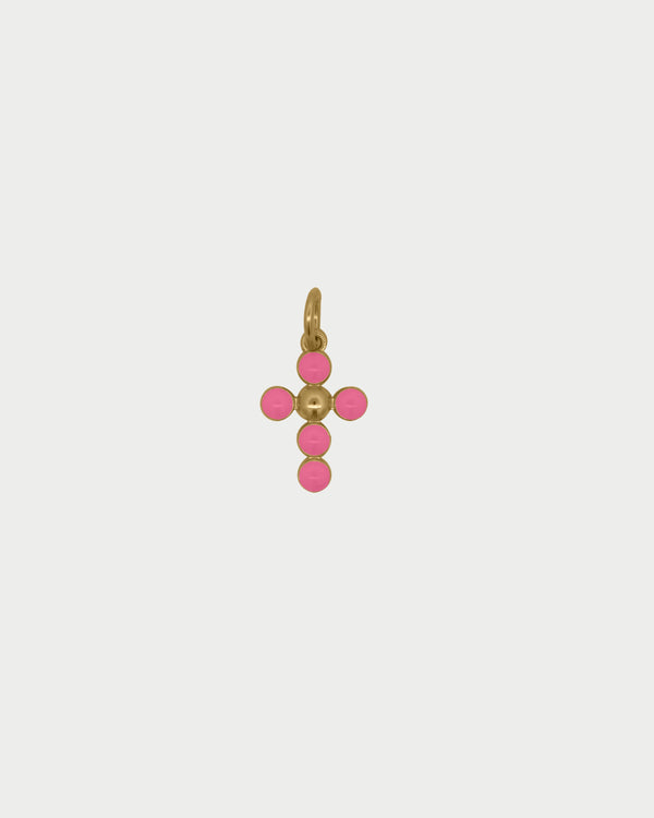 Charm Cross Beads Pink Enamel