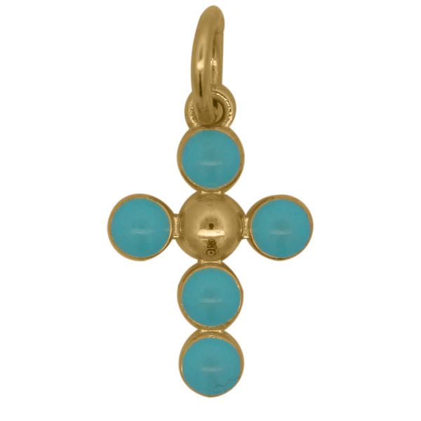 Charm Cruz Cuentas Esmalte Azul
