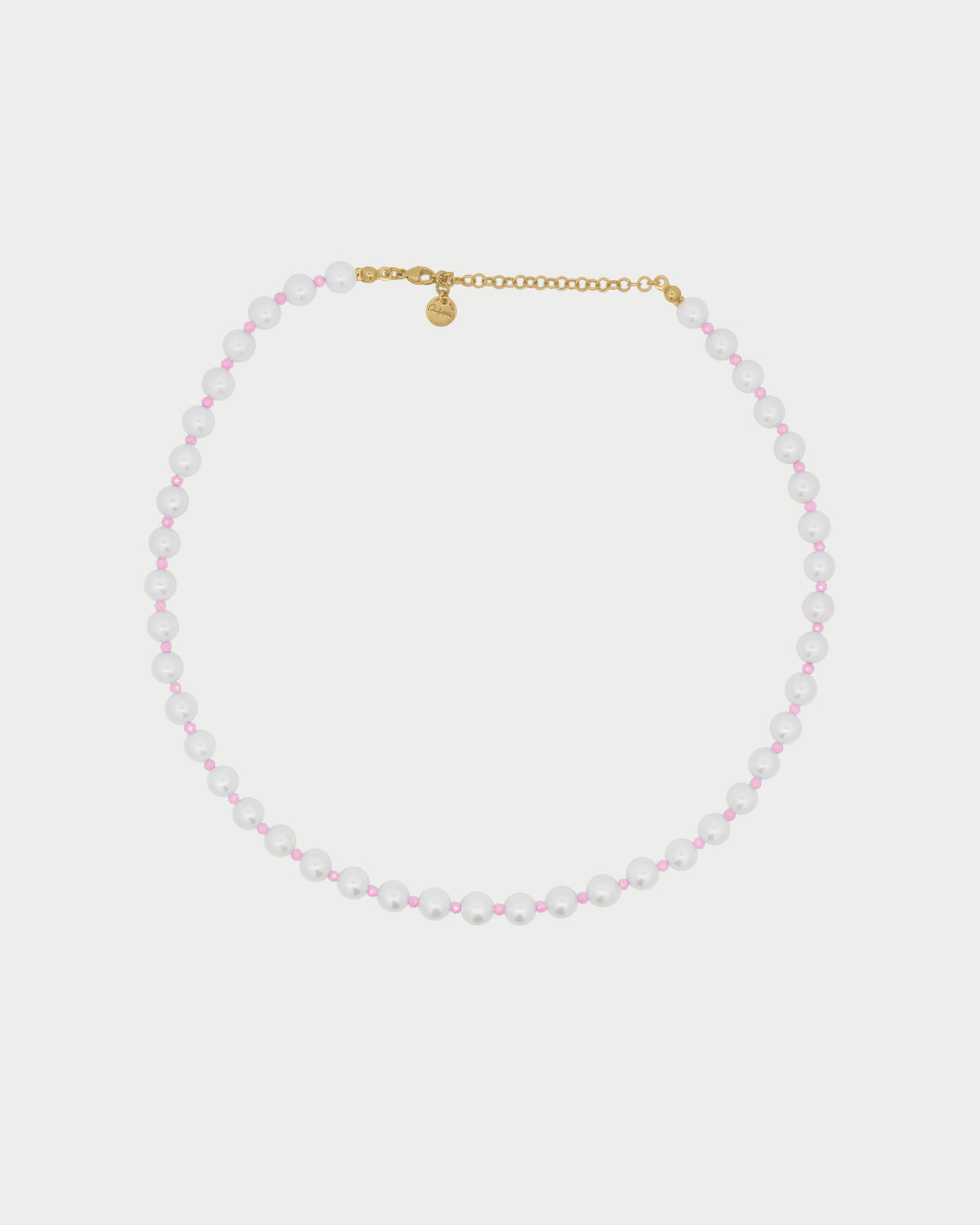 Girocollo Perla e zirconi milky rosa