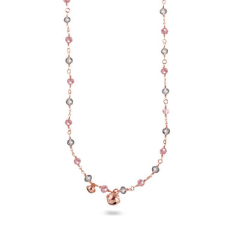 Necklace with bells pink and smoky grey crystals - Crystal Rainbow