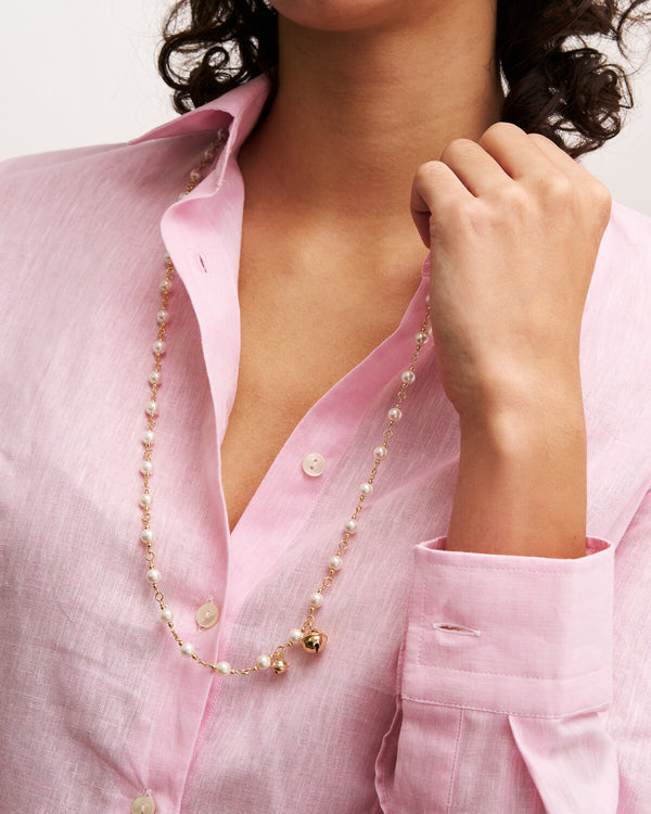 Long necklace with pearls and double bell - WHITESIDE