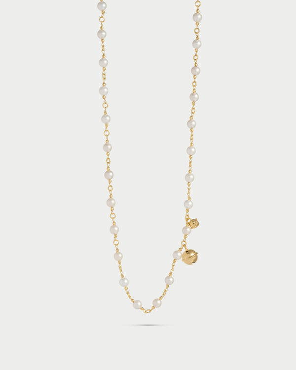 Long necklace with pearls and double bell - WHITESIDE