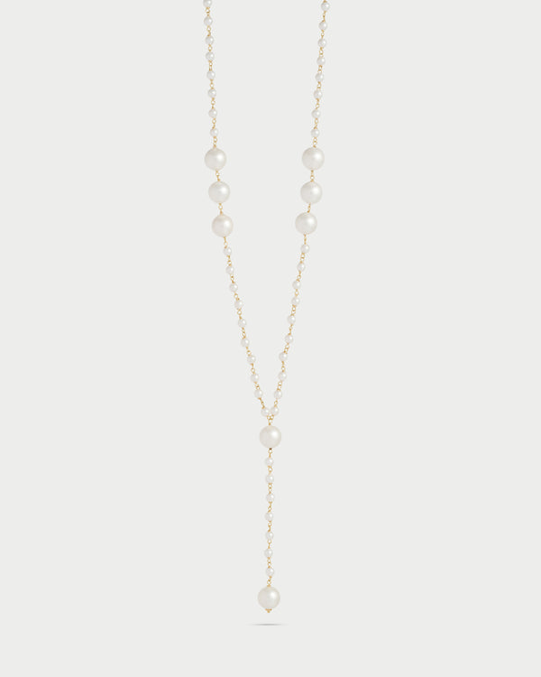 Collar largo con forma de corbata y perlas - WHITESIDE