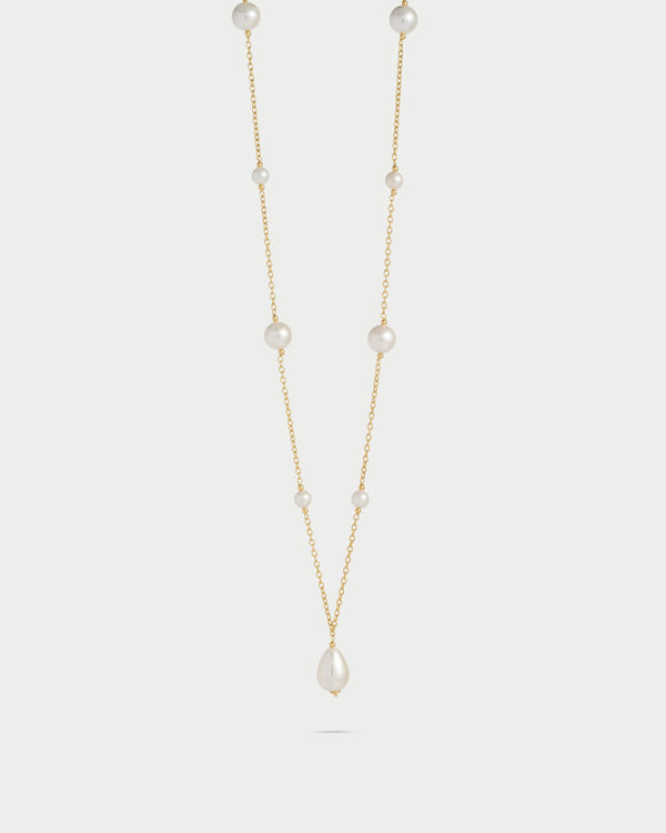 Collar largo con perlas en forma de gota - WHITESIDE