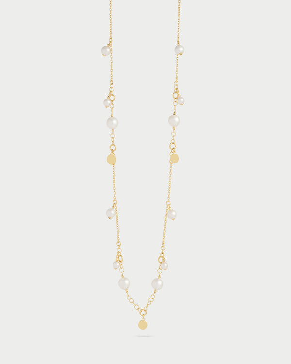 Collana lunga con perle pendenti e medaglie - WHITESIDE