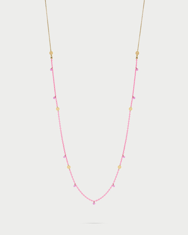 Collar de cadena pintada, circonitas y medallas