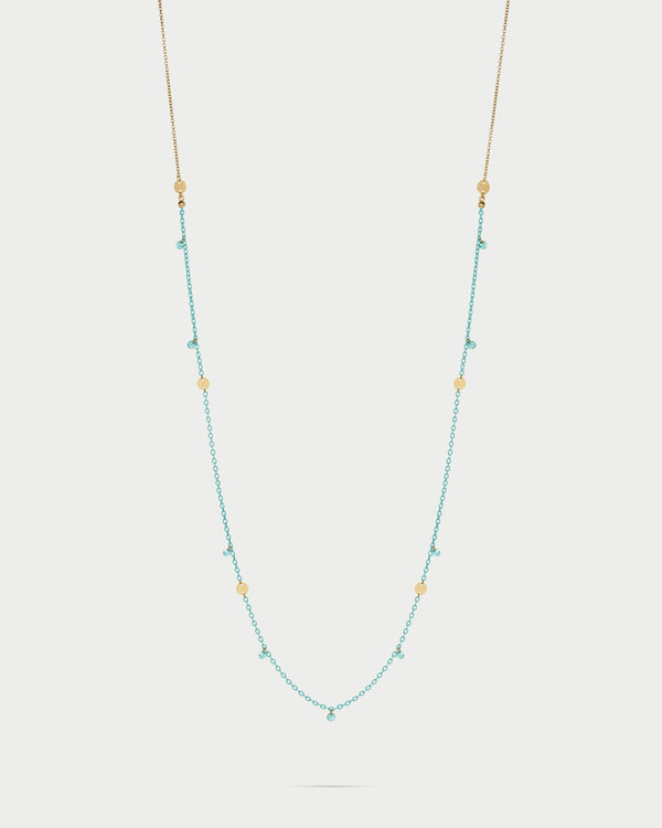 Collar de cadena pintada, circonitas y medallas