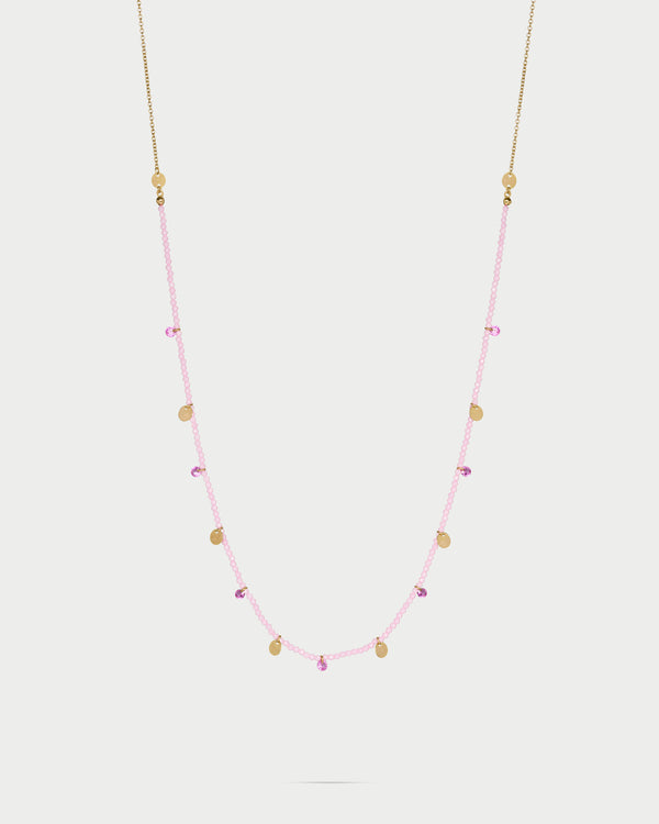 Necklace with Milky Zircon Nuggets and Medals