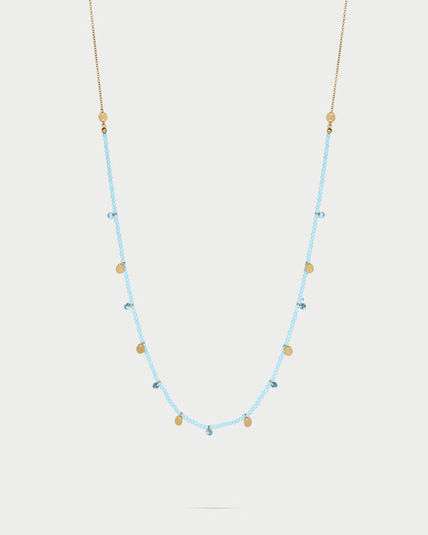 Necklace with Milky Zircon Nuggets and Medals