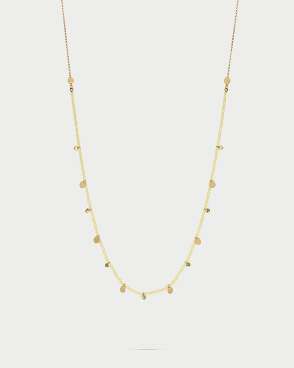 Necklace with Milky Zircon Nuggets and Medals