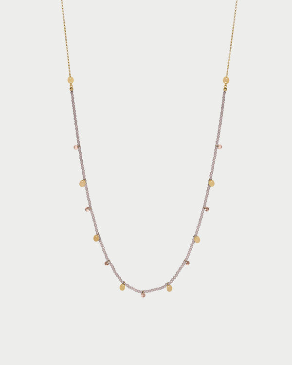 Necklace with Milky Zircon Nuggets and Medals
