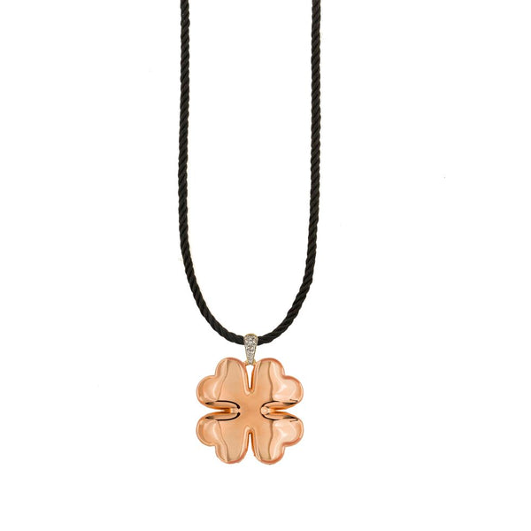 Torchon cord necklace Electroformed clover - GO BIG