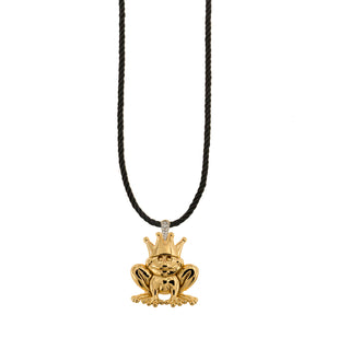 Torchon cord necklace Electroformed Prince frog - GO BIG