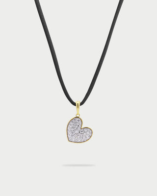 Colgante de corazón pavé oversized con choker negro - STARDUST TEN