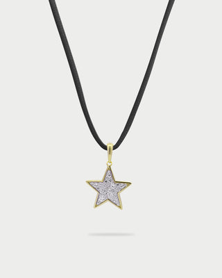 Colgante de estrella pavé oversized con choker negro - STARDUST TEN