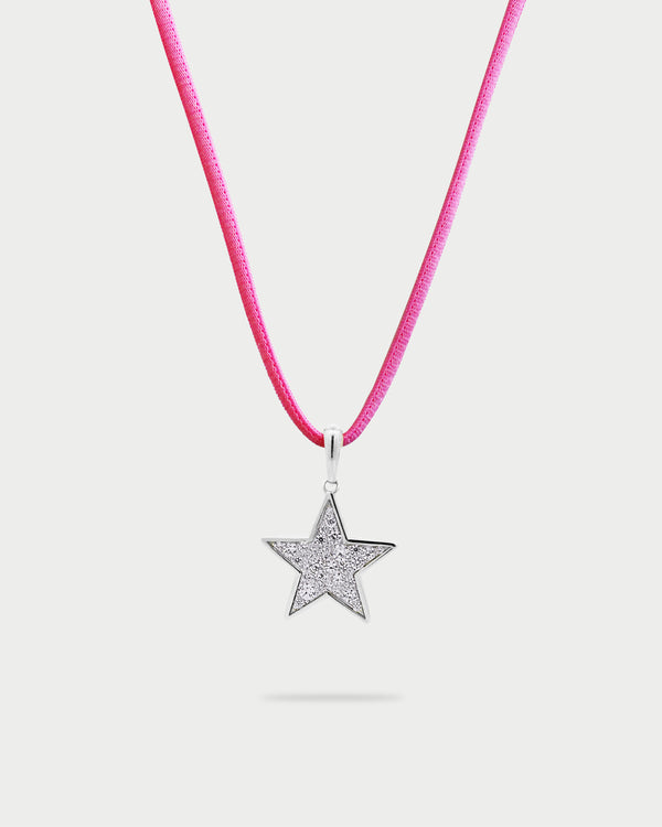 Colgante de estrella pavé oversized con choker rosa - STARDUST TEN