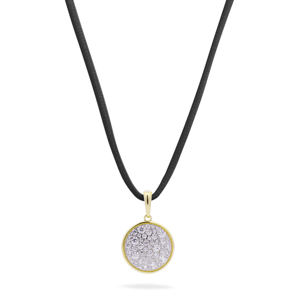 Colgante de circulo pavé oversized con choker negro - STARDUST TEN