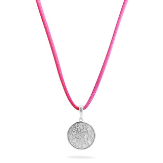 Oversized pave circle pendant with pink choker - STARDUST TEN