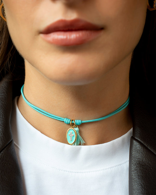 Charm de borla turquesa