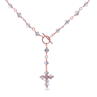 T-bar Necklace smoky grey cross pendant - Crystal Rainbow