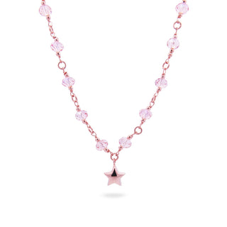 Star pendant choker and pink crystals - Crystal Rainbow