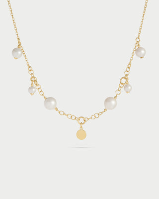 Short necklace dangling pearls and rounded charm - WHITESIDE