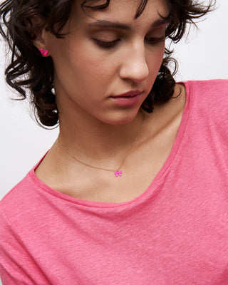 Collar con lazo chic y esmalte rosa - CANDY BOW