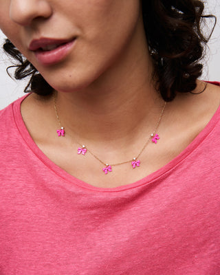 Collar con cinco lazos chic y esmalte rosa - CANDY BOW