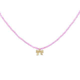 Necklace with simple bow and thread of zirconia - CANDY BOW