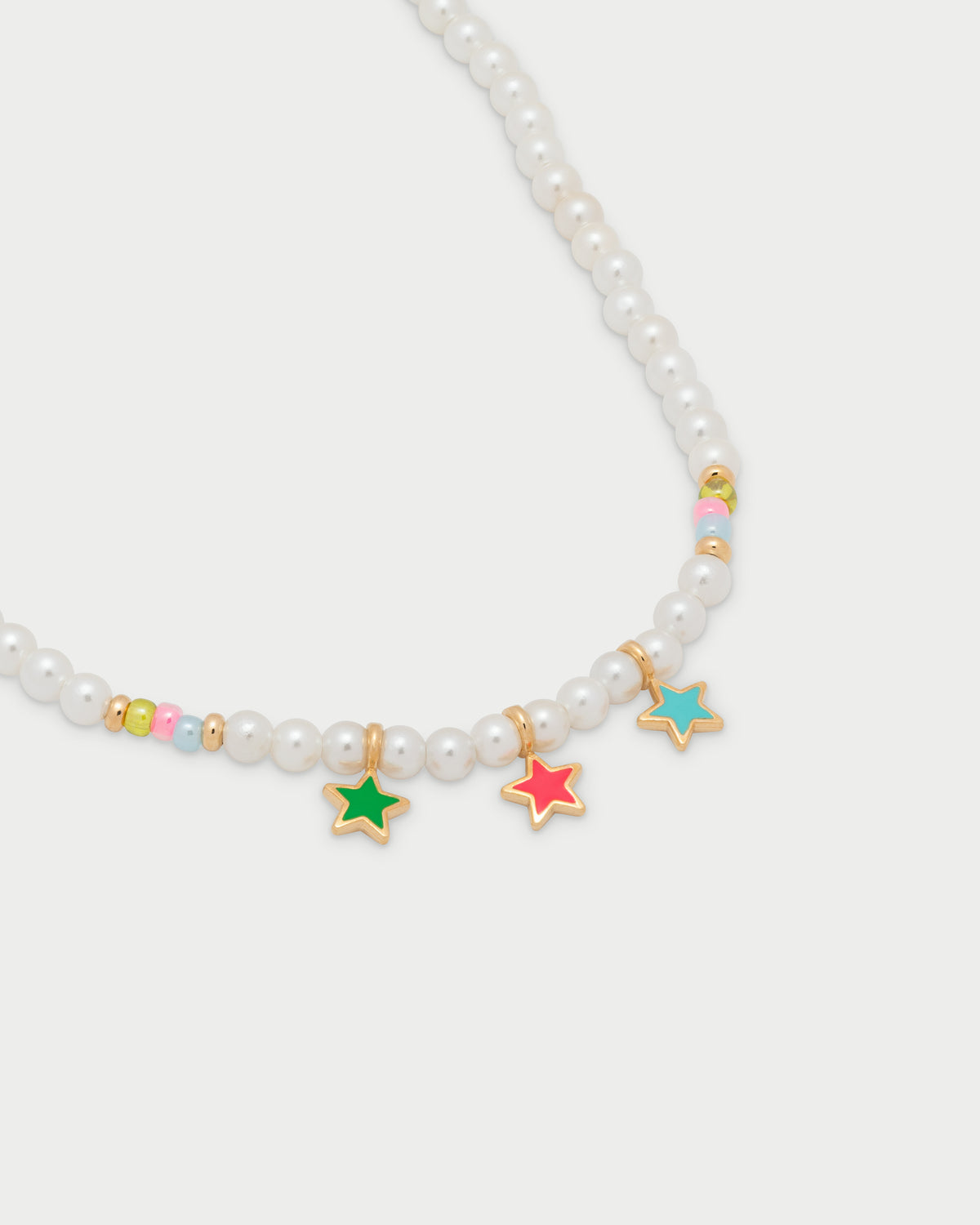 Gargantilla elástica con perlas y tres estrellas esmaltadas - ColorFUN