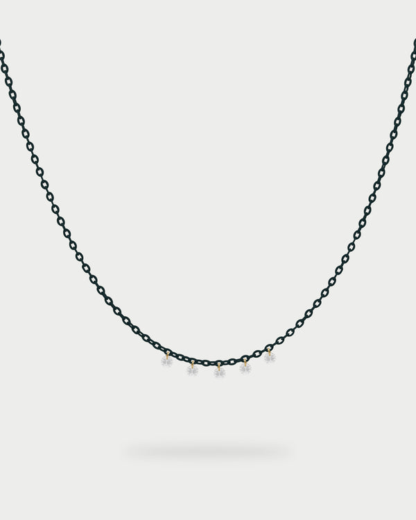 Gargantilla de cadena pintada y 5 circonitas