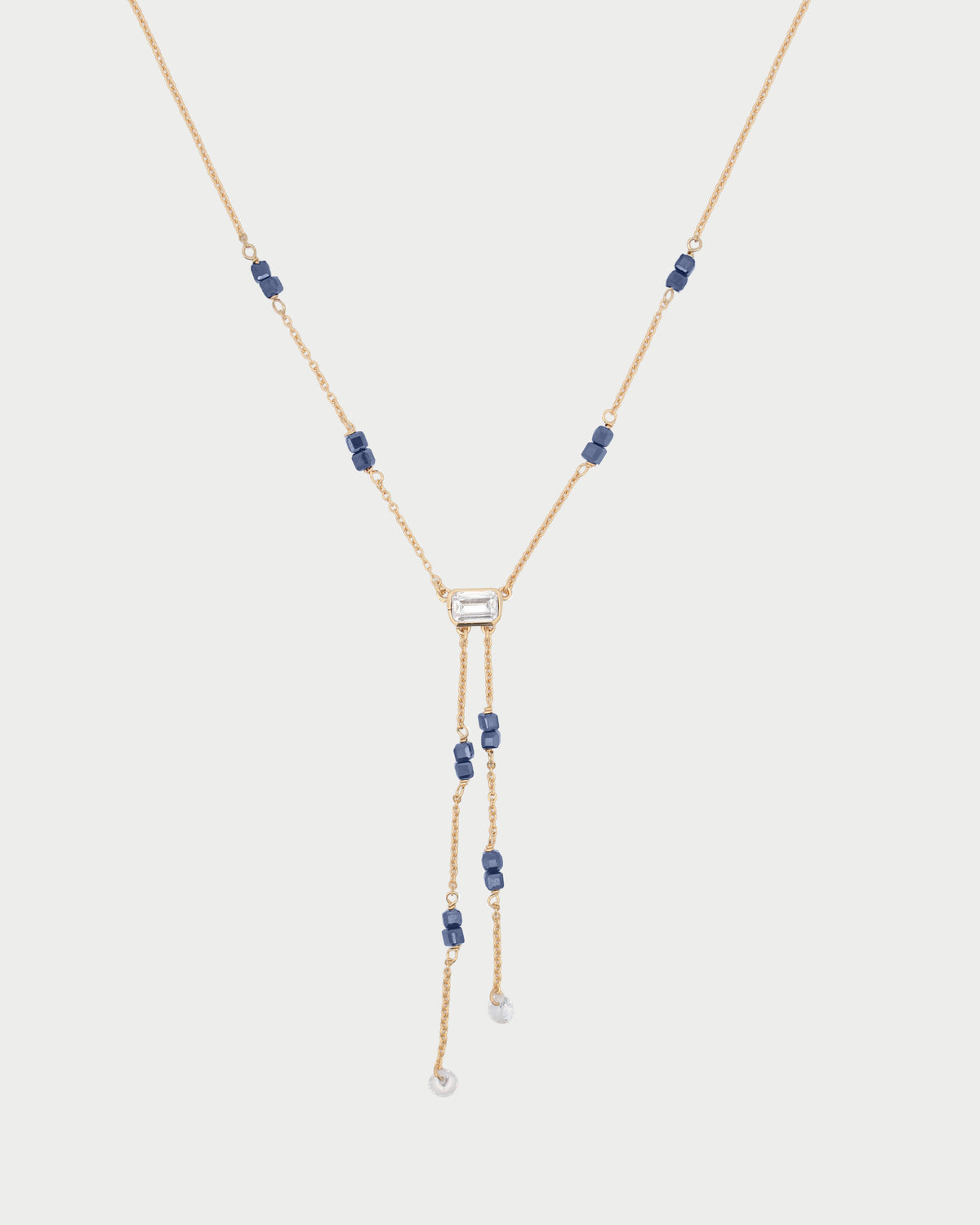 Collar Lariat con doble corte esmeralda