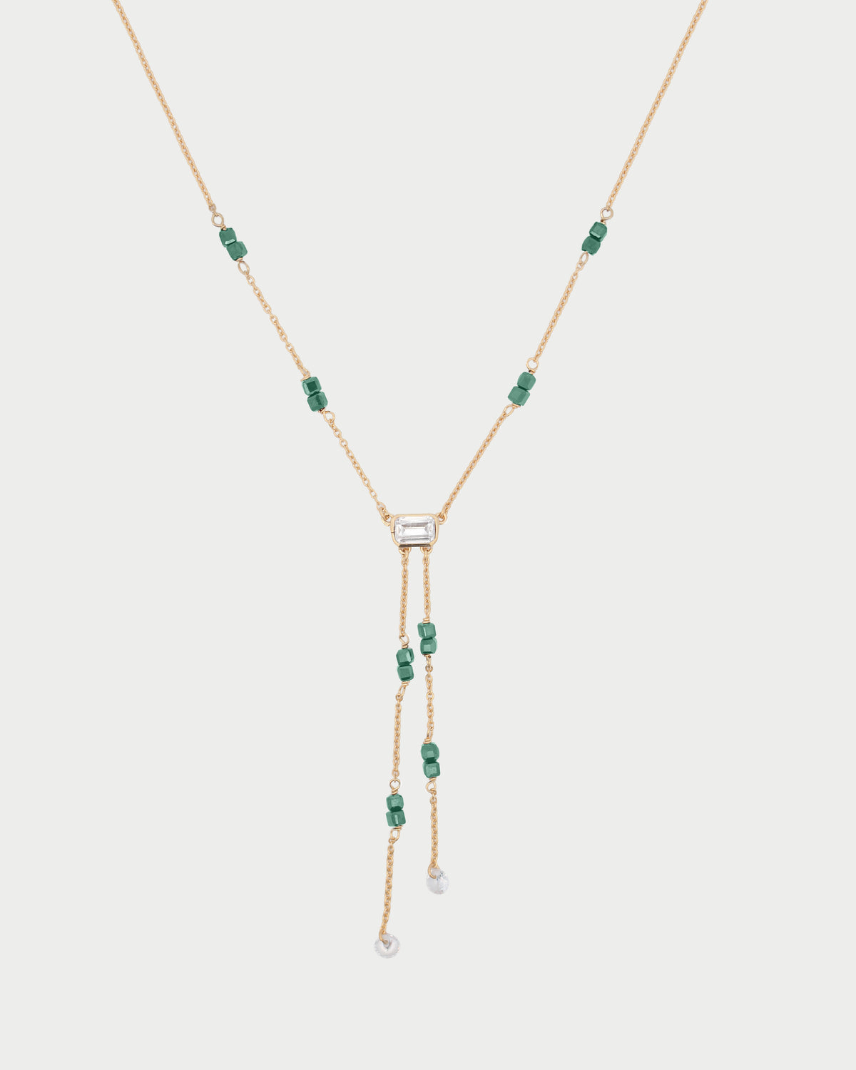 Collar Lariat con doble corte esmeralda