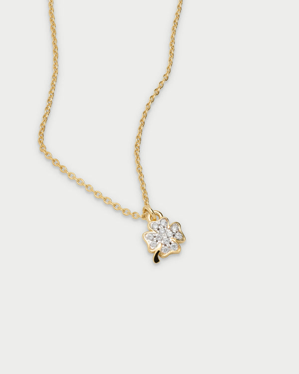 Gargantilla cadena y trébol de cuatro hojas con circonitas