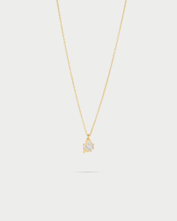 Girocollo catena e quadrifoglio zirconi