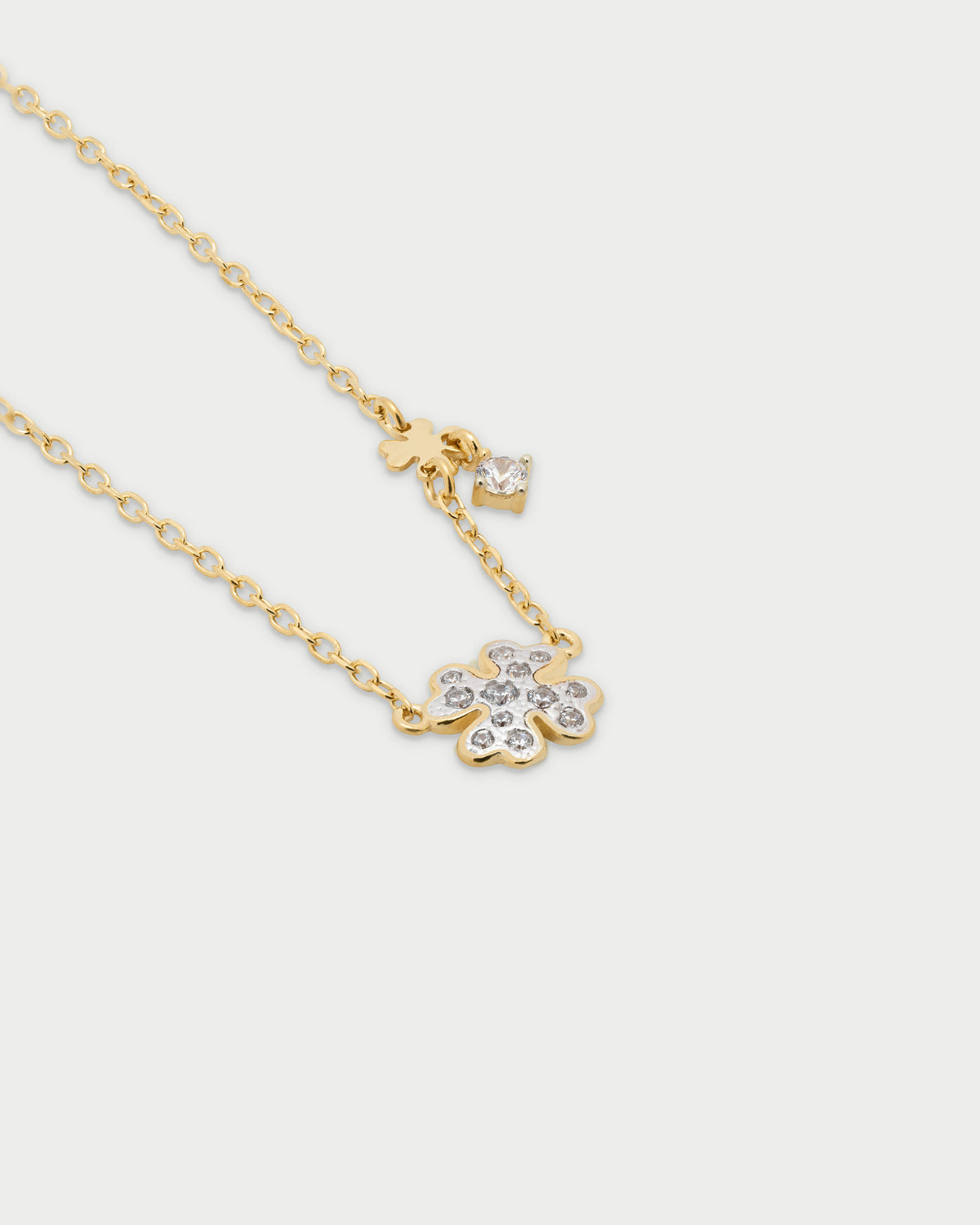 Necklace with chain and pavè four-leaf clover - STARDUST TEN
