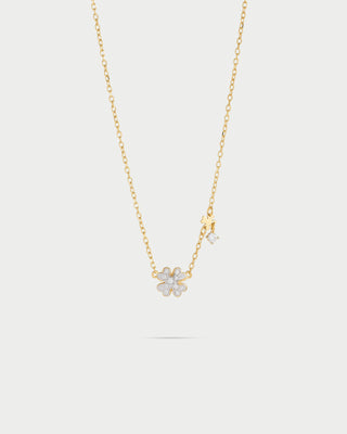 Necklace with chain and pavè four-leaf clover - STARDUST TEN